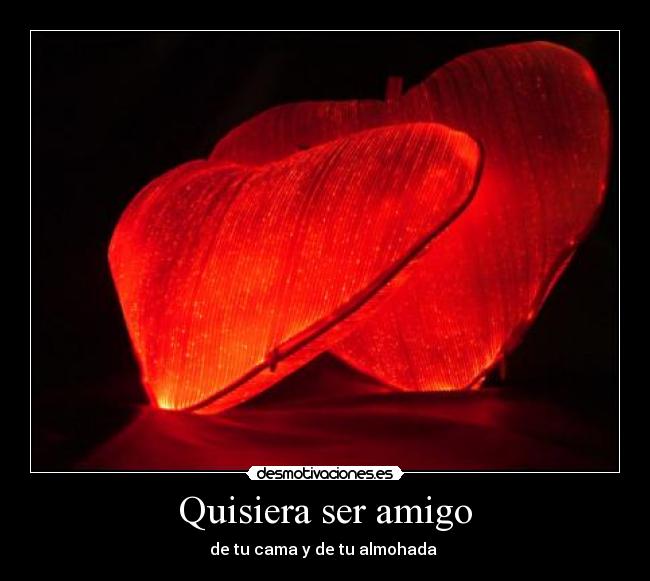 Quisiera ser amigo - de tu cama y de tu almohada