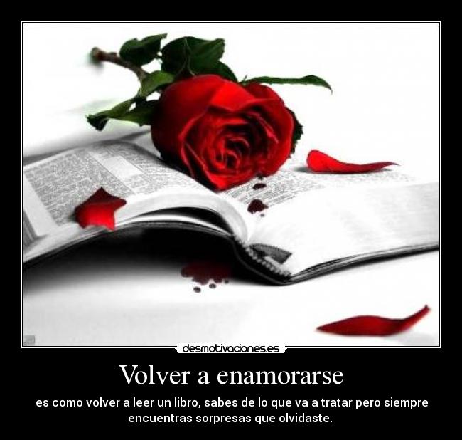 Volver a enamorarse - es como volver a leer un libro, sabes de lo que va a tratar pero siempre
encuentras sorpresas que olvidaste. 