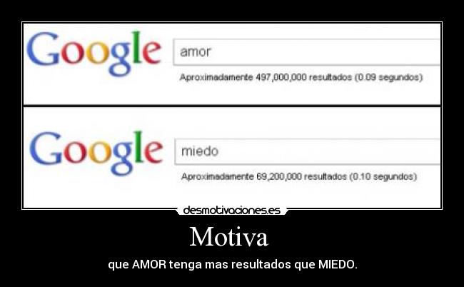 Motiva - que AMOR tenga mas resultados que MIEDO.