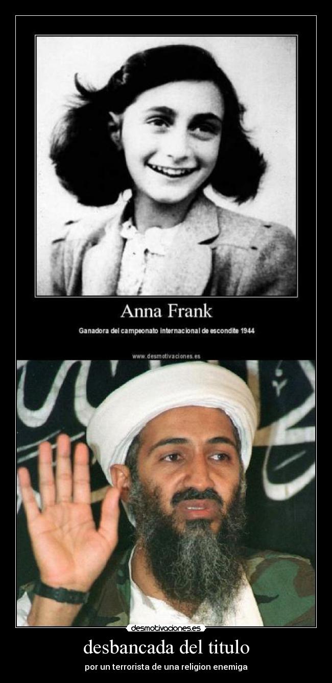 desbancada del titulo - por un terrorista de una religion enemiga