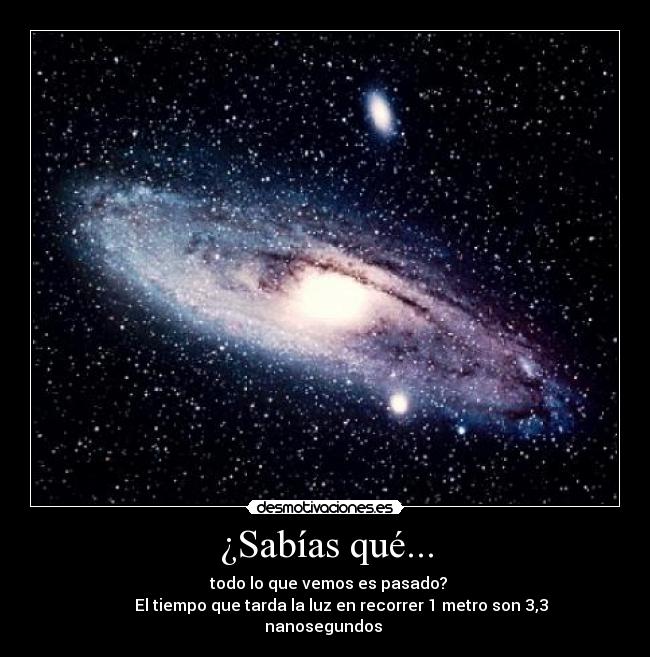 ¿Sabías qué... -                       todo lo que vemos es pasado?                    
        El tiempo que tarda la luz en recorrer 1 metro son 3,3
nanosegundos 