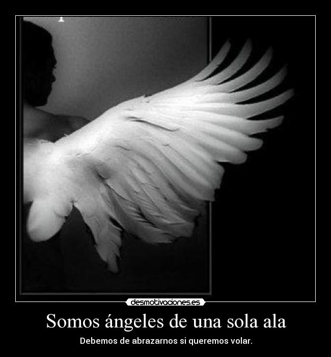 Somos ángeles de una sola ala - Debemos de abrazarnos si queremos volar.