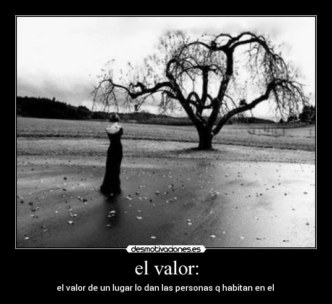 el valor: - el valor de un lugar lo dan las personas q habitan en el