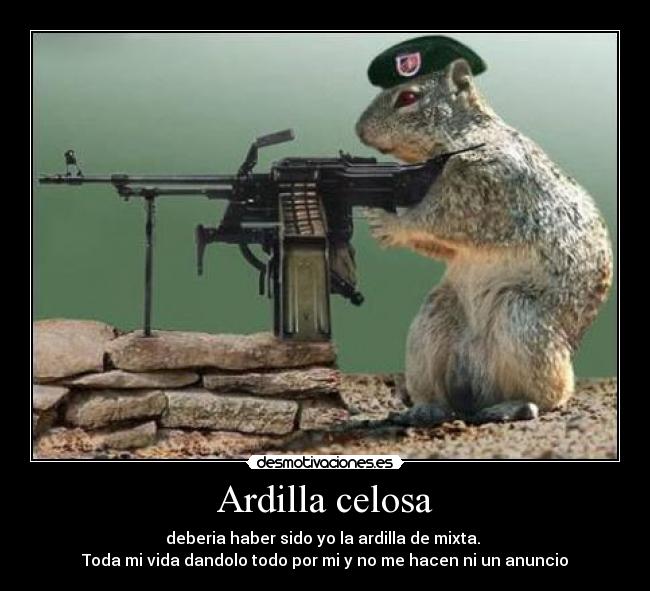 Ardilla celosa - deberia haber sido yo la ardilla de mixta. 
Toda mi vida dandolo todo por mi y no me hacen ni un anuncio