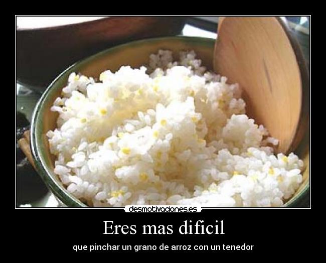 Eres mas dificil - que pinchar un grano de arroz con un tenedor