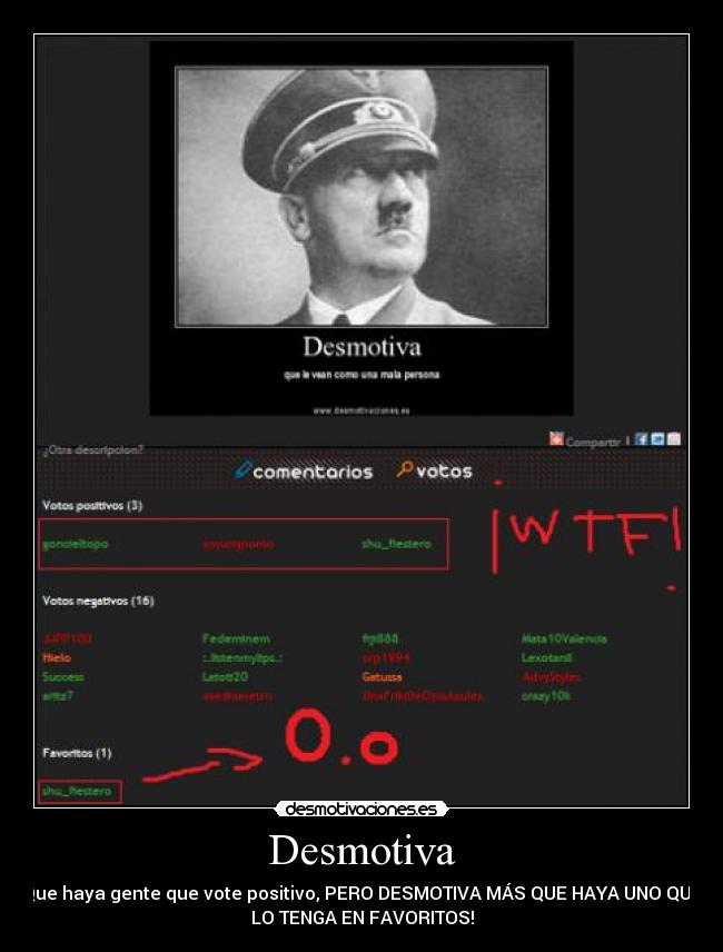 Desmotiva - Que haya gente que vote positivo, PERO DESMOTIVA MÁS QUE HAYA UNO QUE
LO TENGA EN FAVORITOS!