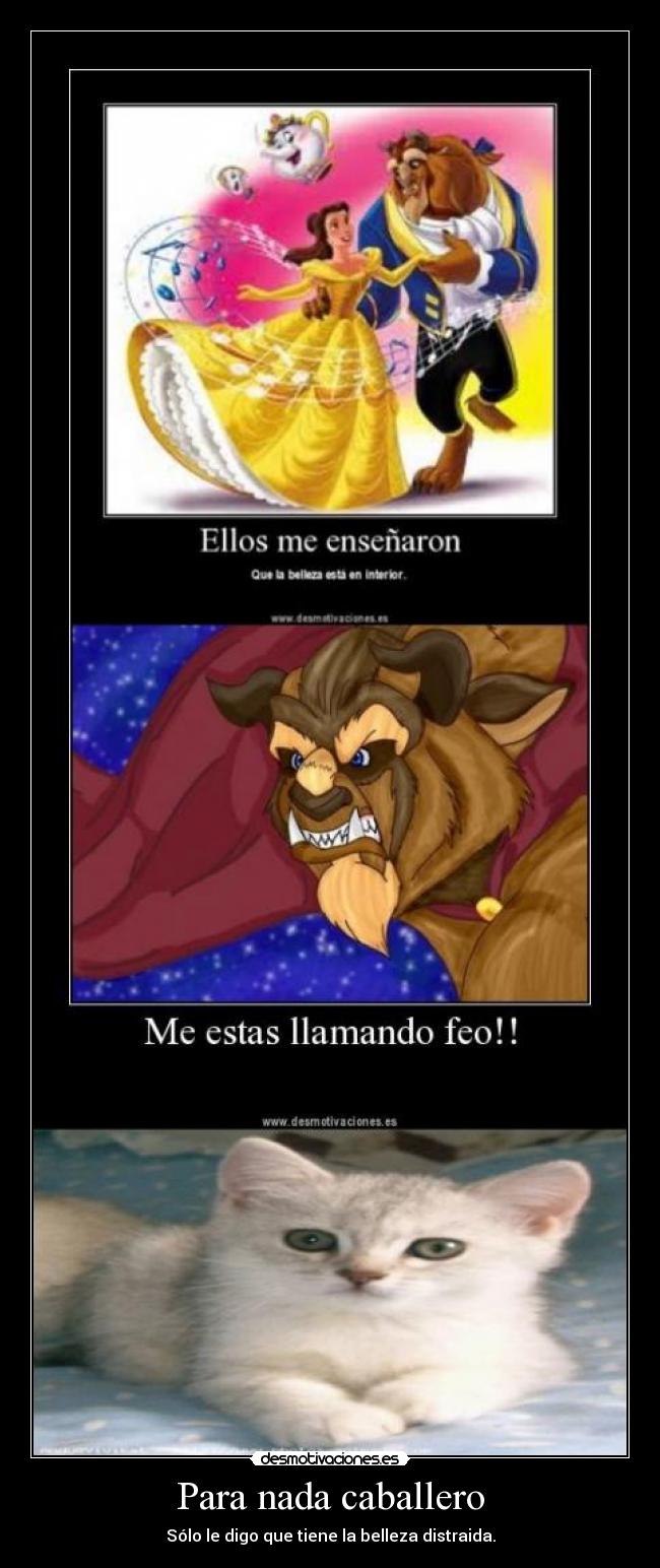 Para nada caballero - Sólo le digo que tiene la belleza distraida.