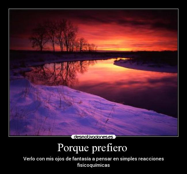 Porque prefiero - Verlo con mis ojos de fantasía a pensar en simples reacciones fisicoquímicas
