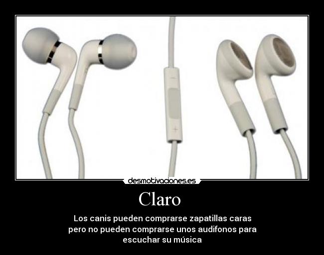 Claro - Los canis pueden comprarse zapatillas caras
pero no pueden comprarse unos audifonos para
escuchar su música
