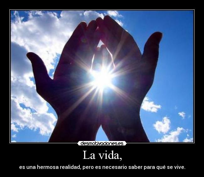 La vida, - es una hermosa realidad, pero es necesario saber para qué se vive.