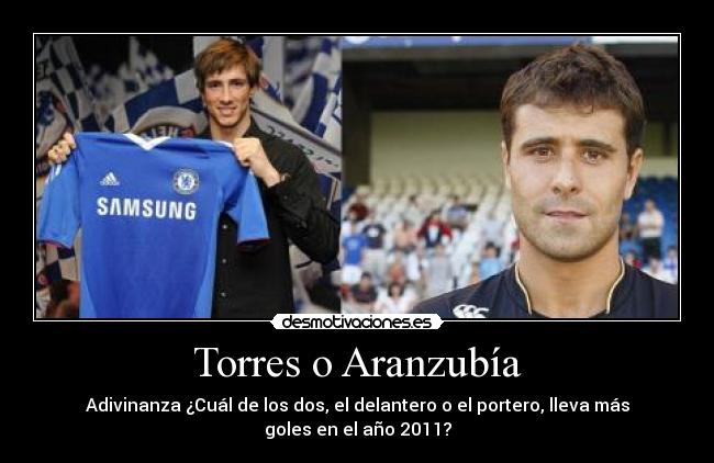 Torres o Aranzubía - Adivinanza ¿Cuál de los dos, el delantero o el portero, lleva más goles en el año 2011?