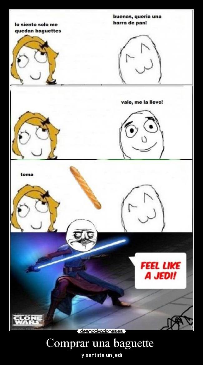 carteles baguette pan jedi sable laser desmotivaciones