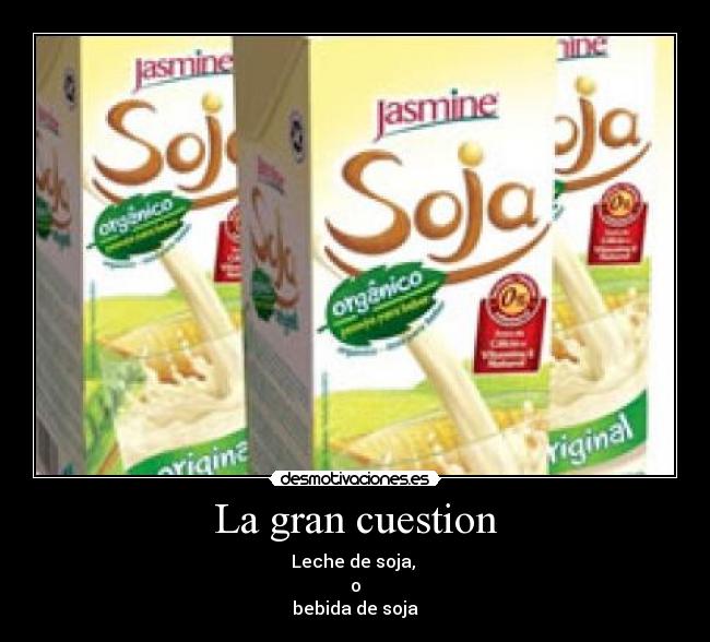 La gran cuestion - Leche de soja, 
o
bebida de soja