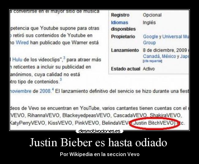 Justin Bieber es hasta odiado -