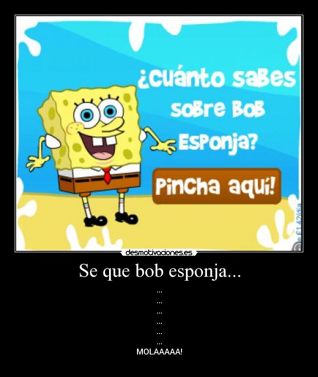 Se que bob esponja... - ...
...
...
...
...
...
MOLAAAAA!
