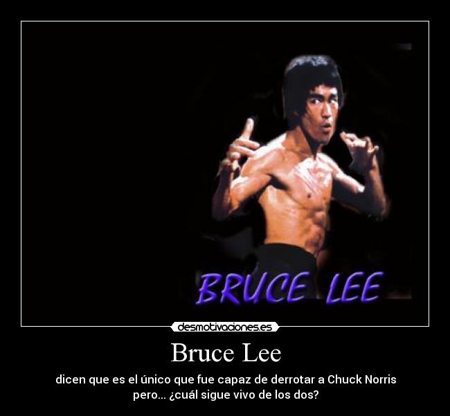 Bruce Lee - dicen que es el único que fue capaz de derrotar a Chuck Norris
pero... ¿cuál sigue vivo de los dos?