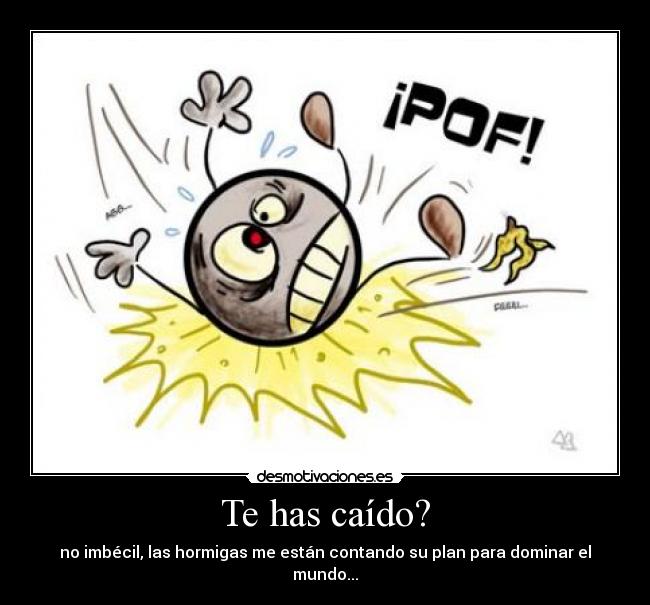 Te has caído? - no imbécil, las hormigas me están contando su plan para dominar el mundo...