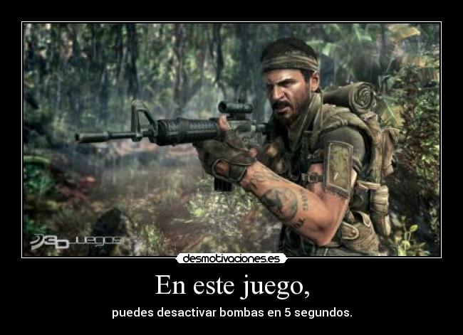En este juego, - puedes desactivar bombas en 5 segundos.