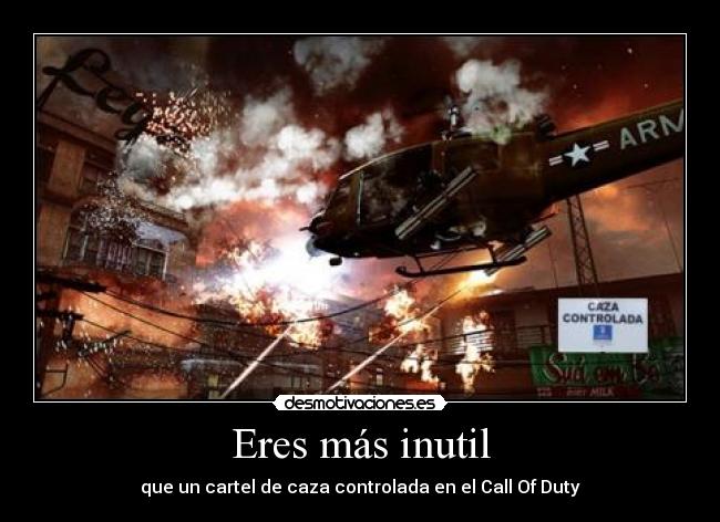 Eres más inutil - que un cartel de caza controlada en el Call Of Duty
