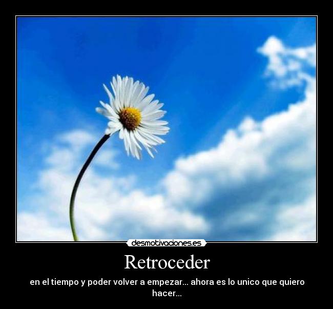 Retroceder - en el tiempo y poder volver a empezar... ahora es lo unico que quiero hacer...