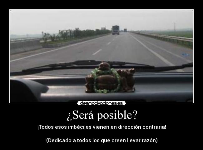 ¿Será posible? - ¡Todos esos imbéciles vienen en dirección contraria!
(Dedicado a todos los que creen llevar razón)