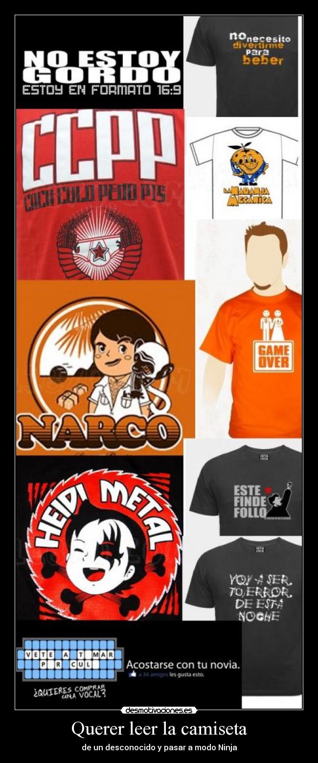 Querer leer la camiseta - de un desconocido y pasar a modo Ninja