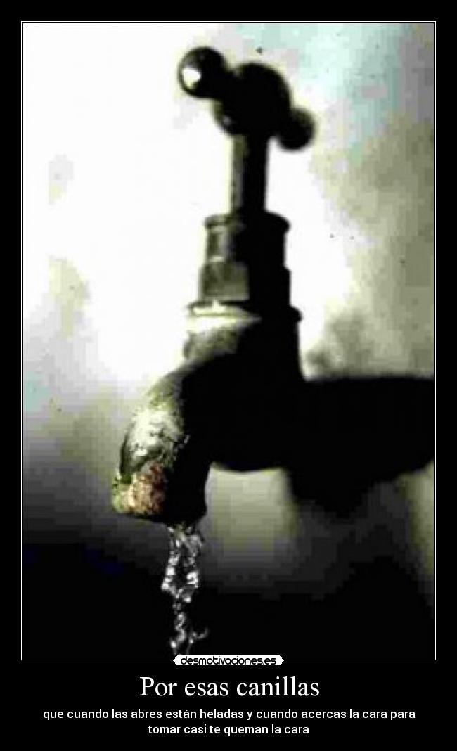 Por esas canillas - que cuando las abres están heladas y cuando acercas la cara para
tomar casi te queman la cara