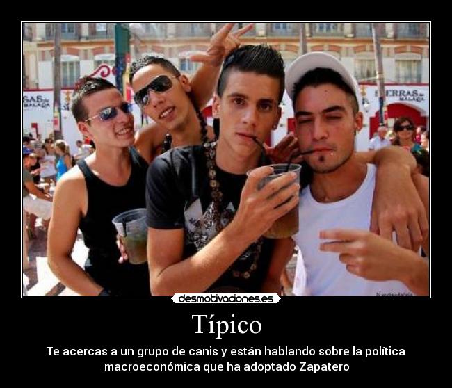 Típico - Te acercas a un grupo de canis y están hablando sobre la política
macroeconómica que ha adoptado Zapatero