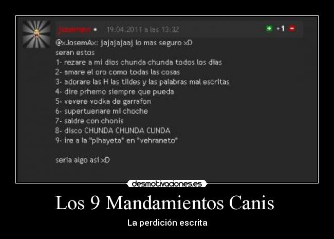 Los 9 Mandamientos Canis -