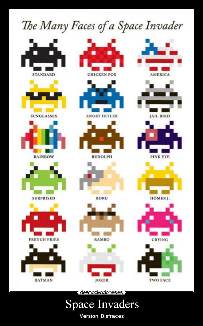 carteles space invaders videojuegos disfraces superheroes desmotivaciones