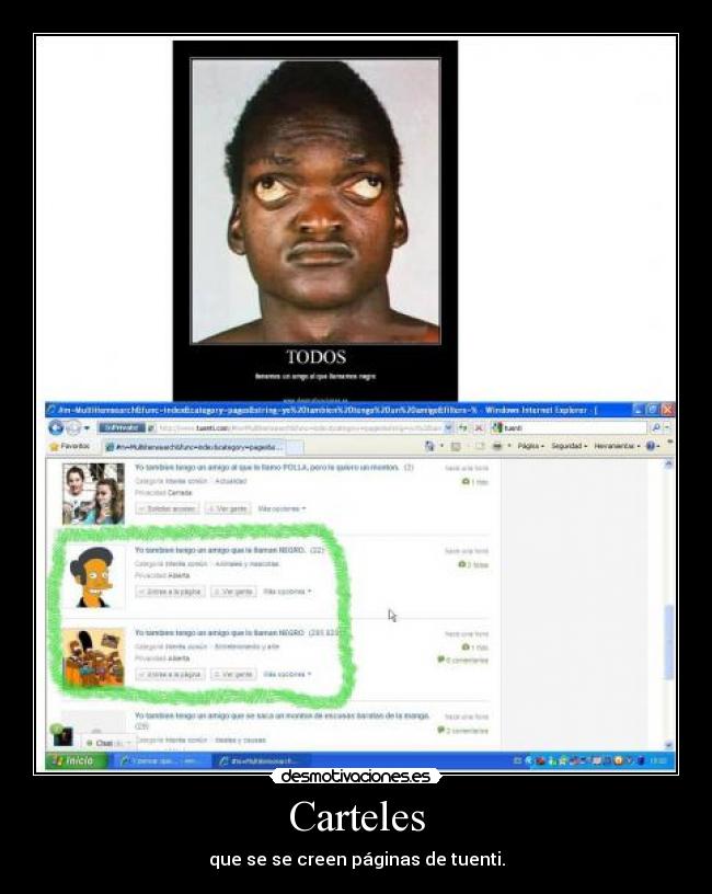 Carteles - que se se creen páginas de tuenti.