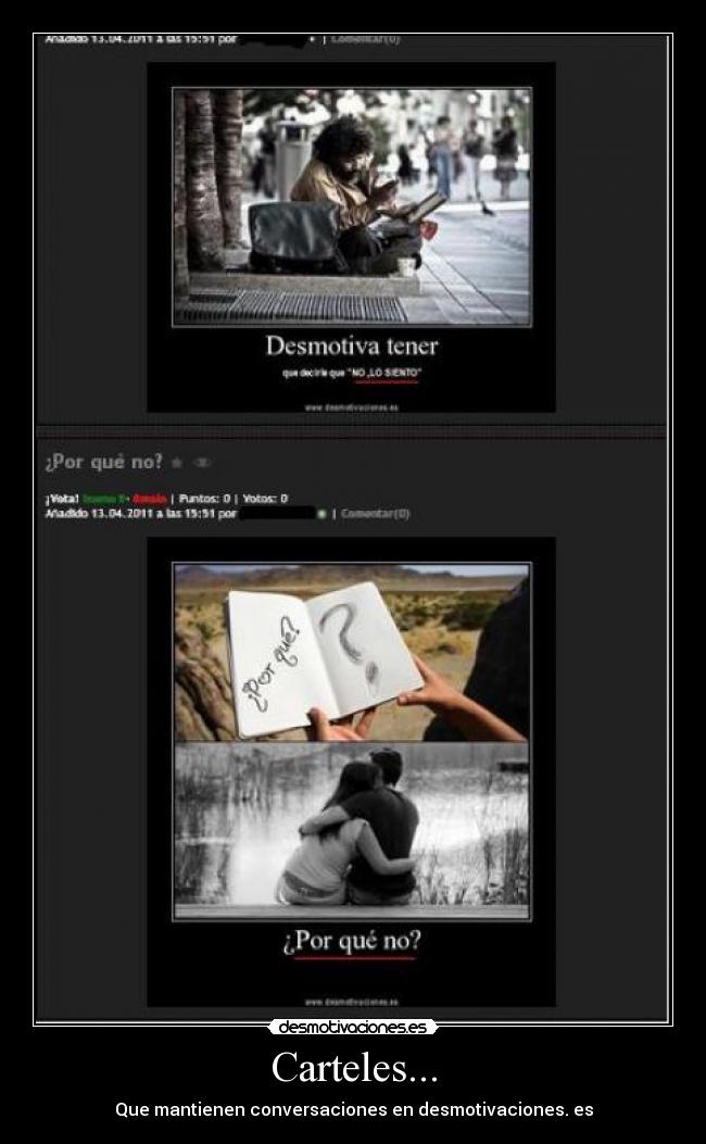 Carteles... - Que mantienen conversaciones en desmotivaciones. es