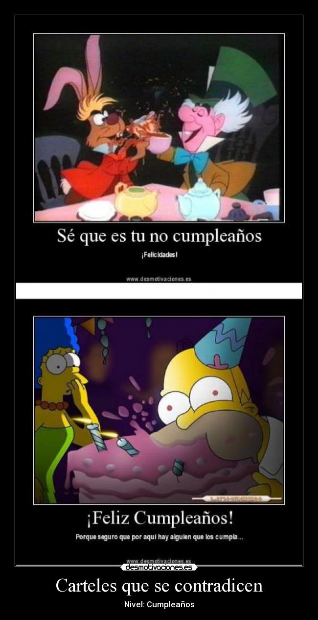 Carteles que se contradicen - Nivel: Cumpleaños