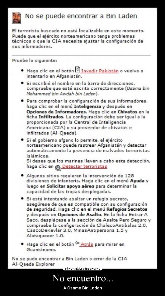 No encuentro... - A Osama Bin Laden