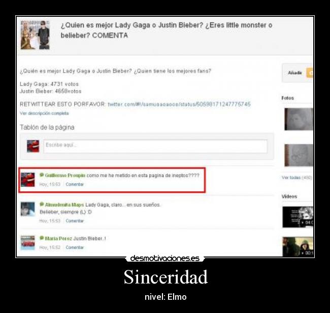 Sinceridad - nivel: Elmo