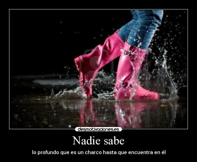 Nadie sabe - lo profundo que es un charco hasta que encuentra en él