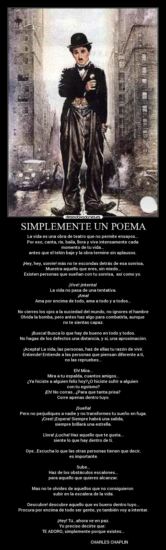 carteles chaplin charles poema vive suena desmotivaciones