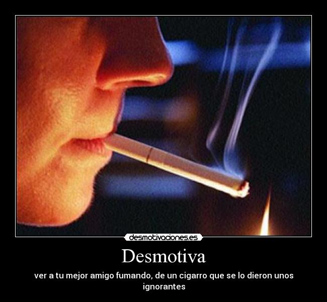 Desmotiva - ver a tu mejor amigo fumando, de un cigarro que se lo dieron unos ignorantes