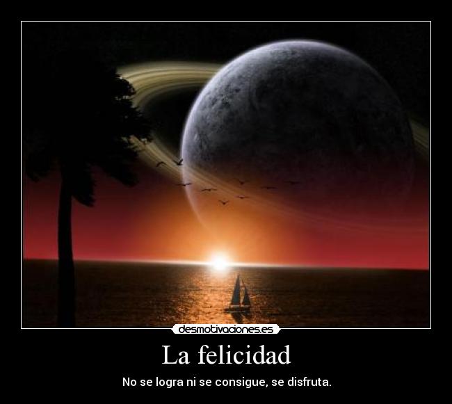 La felicidad - No se logra ni se consigue, se disfruta.