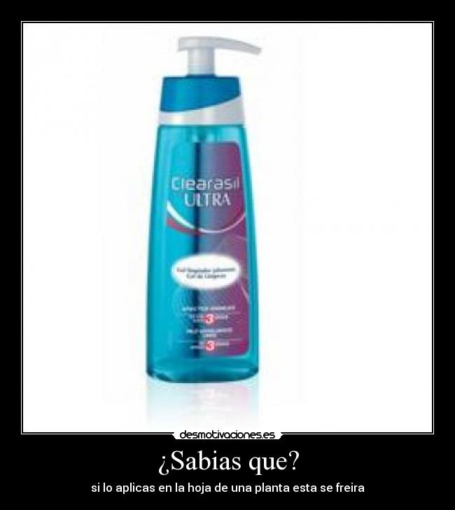 ¿Sabias que? - si lo aplicas en la hoja de una planta esta se freira