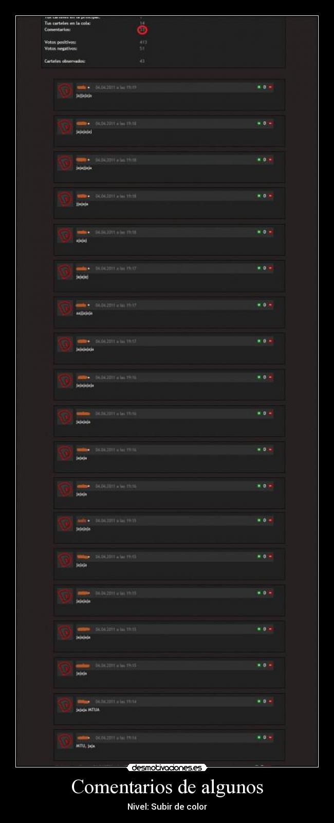 Comentarios de algunos - Nivel: Subir de color