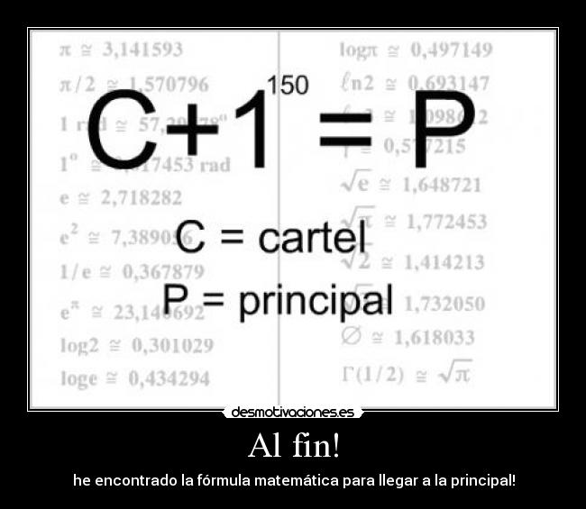 Al fin! - he encontrado la fórmula matemática para llegar a la principal!