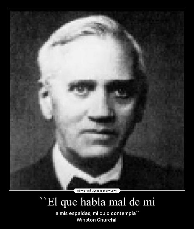 ``El que habla mal de mi - a mis espaldas, mi culo contempla´´
Winston Churchill