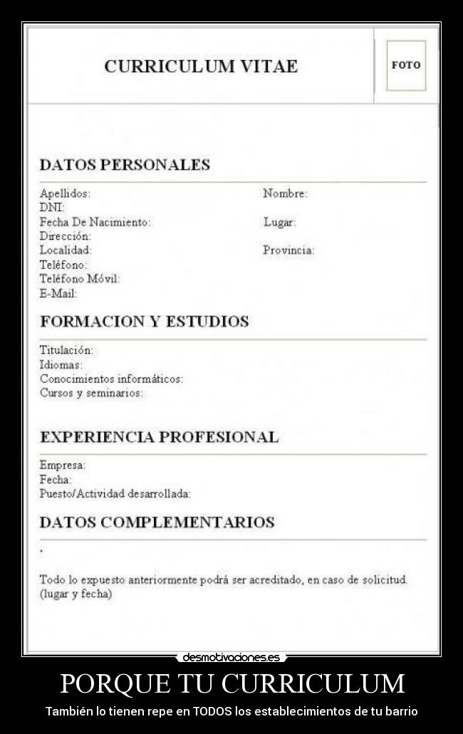 PORQUE TU CURRICULUM - También lo tienen repe en TODOS los establecimientos de tu barrio