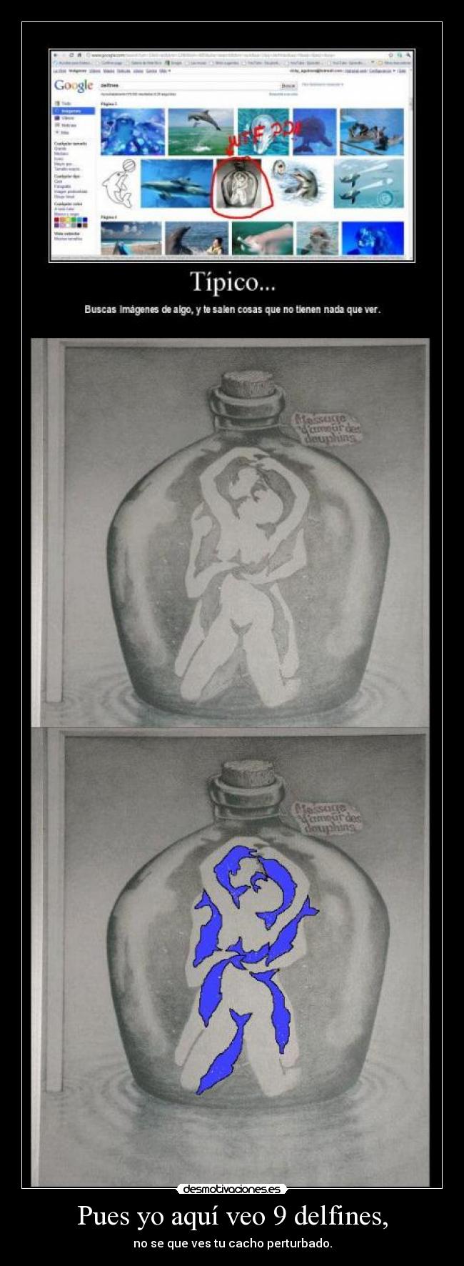 Pues yo aquí veo 9 delfines, - no se que ves tu cacho perturbado.