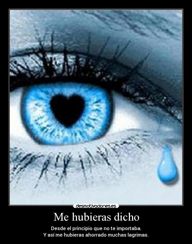 Me hubieras dicho - Desde el principio que no te importaba.
Y así me hubieras ahorrado muchas lagrimas.