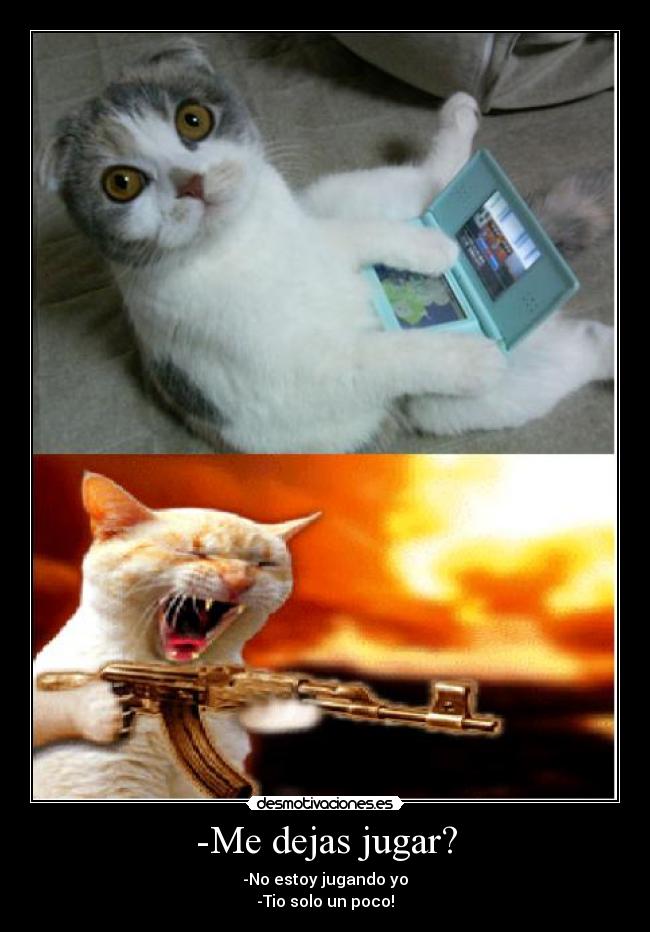 -Me dejas jugar? - -No estoy jugando yo
-Tio solo un poco!