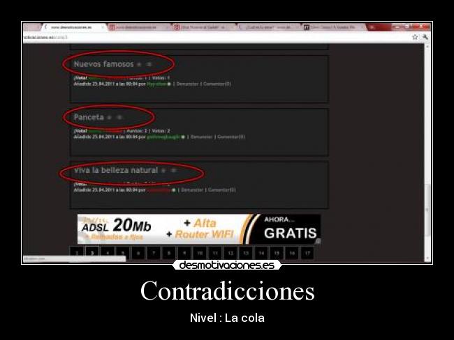 Contradicciones - Nivel : La cola