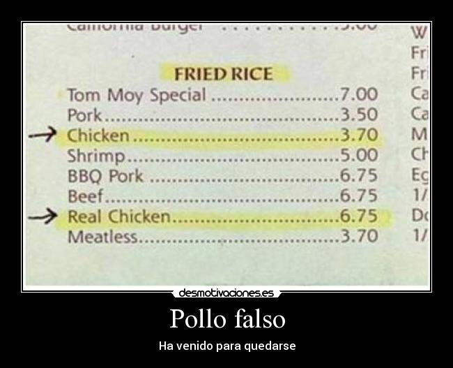 Pollo falso - Ha venido para quedarse