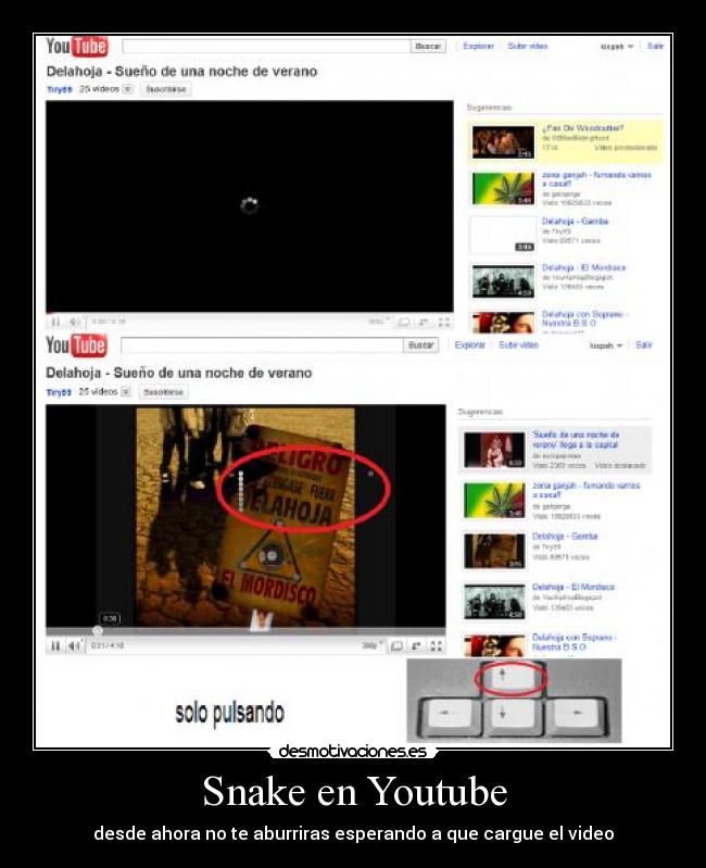 Snake en Youtube - desde ahora no te aburriras esperando a que cargue el video